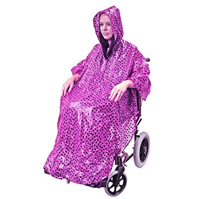 AidApt Pink Polka Dot Wheelchair Poncho - Waterproof Cover - Wheelchair Cl AidApt Pink Polka Dot Wheelchair Poncho - Waterproof Cover - Wheelchair Cl