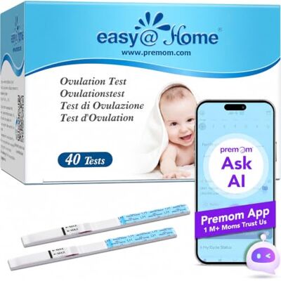 Easy@Home Ovulation Test Strips Fertility Test Kit, Powered by Premom Ovulation Predictor iOS and Android App (40LH) Easy@Home Ovulation Test Strips Fertility Test Kit, Powered by Premom Ovulation Predictor iOS and Android App (40LH)