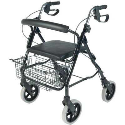NRS MobilityCare Aluminium Four Wheeled Rollator M39634 Walking Aid, Seat and Shopping Basket NRS MobilityCare Aluminium Four Wheeled Rollator M39634 Walking Aid, Seat and Shopping Basket