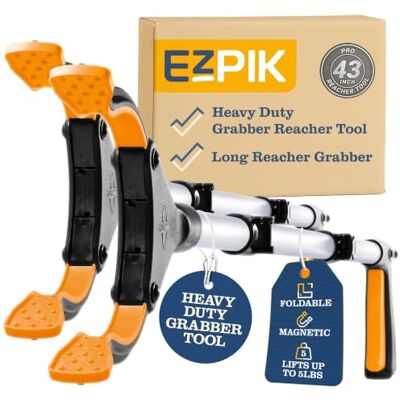 EZPIK 109cm/43in Litter Pickers Grabber Stick, Helping Hand Grabbers Dressing Aid Stick for Disabled, Adults, and Elderly, Heavy Duty Long Handled Pick Up Stick Grabber (2 Pack, Silver) EZPIK 109cm/43in Litter Pickers Grabber Stick, Helping Hand Grabbers Dressing Aid Stick for Disabled, Adults, and Elderly, Heavy Duty Long Handled Pick Up Stick Grabber (2 Pack, Silver)