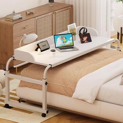 GLHKFBD Overbed Laptop Trolley Desk, Over The Bed With Wheels, Width Adjustable 114-210cm, Rolling Medical Height Adjustable 65-95cm, Cross Bed for Laptop Work (White) GLHKFBD Overbed Laptop Trolley Desk, Over The Bed With Wheels, Width Adjustable 114-210cm, Rolling Medical Height Adjustable 65-95cm, Cross Bed for Laptop Work (White)