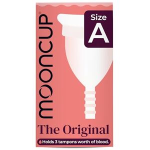 Mooncup ® The Original Silicone Menstrual Cup, Reusable, Ultra Soft & Easy Insert, Great for Heavy Flow Periods, Size A, Age 30+ or Post Vaginal Birth (Pack of 1) Mooncup ® The Original Silicone Menstrual Cup, Reusable, Ultra Soft & Easy Insert, Great for Heavy Flow Periods, Size A, Age 30+ or Post Vaginal Birth (Pack of 1)