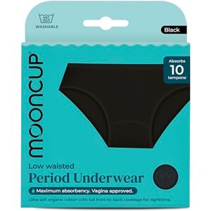 Mooncup Low Waisted Period Pants, Absorbs Up To 10 Tampons, Machine Washable, S UK Size 10, Black (Pack of 1) Mooncup Low Waisted Period Pants, Absorbs Up To 10 Tampons, Machine Washable, S UK Size 10, Black (Pack of 1)