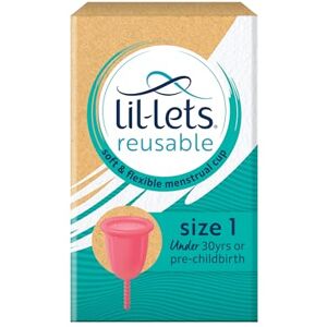 Lil-Lets Reusable Menstrual Cup, Size 1, for Those Under 30 yr or Pre Birth, Soft and Flexible Period Cup, Ideal for Beginners, Made from Medical Grade Silicone. Certified Organic Cotton Bag Included Lil-Lets Reusable Menstrual Cup, Size 1, for Those Under 30 yr or Pre Birth, Soft and Flexible Period Cup, Ideal for Beginners, Made from Medical Grade Silicone. Certified Organic Cotton Bag Included