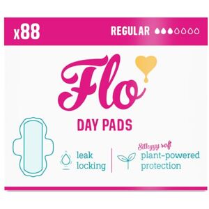 FLO Day Menstrual Pads (88 Pack) Regular w Leak Locking Winged + Ultra-Thin Natural, Absorbent, Soft, & Breathable Bamboo Period Pads for Women Plant Based Vegan & Cruelty Free FLO Day Menstrual Pads (88 Pack) Regular w Leak Locking Winged + Ultra-Thin Natural, Absorbent, Soft, & Breathable Bamboo Period Pads for Women Plant Based Vegan & Cruelty Free