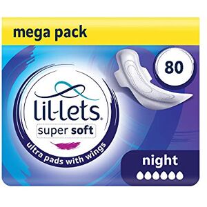 Lil-Lets Super Soft Ultra Thin Period Pads-80 Count, Night Absorbency, with Wings, (Packs of 8) 10 Pads-Bulk Pack, Very Heavy Flow for Nightime, Unscented, Extra Long Sanitary Towels Lil-Lets Super Soft Ultra Thin Period Pads-80 Count, Night Absorbency, with Wings, (Packs of 8) 10 Pads-Bulk Pack, Very Heavy Flow for Nightime, Unscented, Extra Long Sanitary Towels
