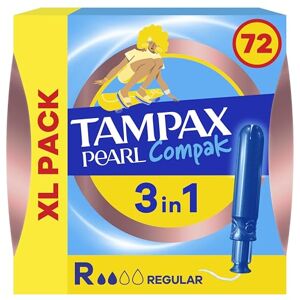 Tampax Pearl Compak Regular Tampons with Applicator x72, 3in1 Leak Protection, Comfort and Easy Insertion Tampax Pearl Compak Regular Tampons with Applicator x72, 3in1 Leak Protection, Comfort and Easy Insertion