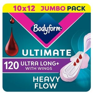 Bodyform Ultimate Ultra Long Sanitary Towels Wings 120 Pack, Heavy Periods Bodyform Ultimate Ultra Long Sanitary Towels Wings 120 Pack, Heavy Periods
