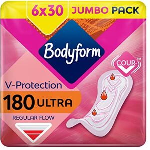 Bodyform Ultra Normal Sanitary Towels, 180 (30 X 6 Packs) Period Pads, SecureFit Leakage Protection, Ultra-Breathable Top Layer Bodyform Ultra Normal Sanitary Towels, 180 (30 X 6 Packs) Period Pads, SecureFit Leakage Protection, Ultra-Breathable Top Layer