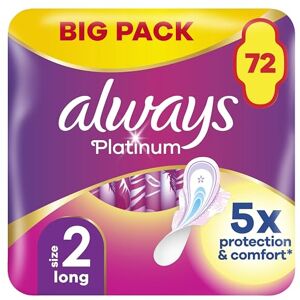Always Platinum Long (Size 2) Sanitary Towels with Wings 18 Pads x 4 Always Platinum Long (Size 2) Sanitary Towels with Wings 18 Pads x 4