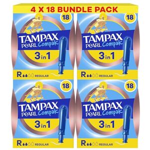 Tampax Pearl Compak Regular Tampons with Applicator x72, 3in1 Leak Protection, Comfort and Easy Insertion Tampax Pearl Compak Regular Tampons with Applicator x72, 3in1 Leak Protection, Comfort and Easy Insertion