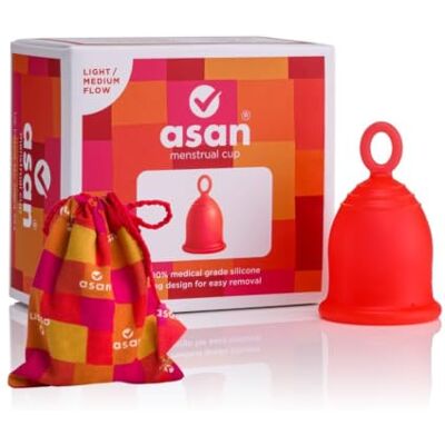 Asan Menstrual Cup Light/Medium Flow Easy Insertion & Removal with Special Ring Design 12 Hour Leakproof Protection & Reusable Medical Grade Silicone I Eco-Friendly Period Product & Pouch Asan Menstrual Cup Light/Medium Flow Easy Insertion & Removal with Special Ring Design 12 Hour Leakproof Protection & Reusable Medical Grade Silicone I Eco-Friendly Period Product & Pouch