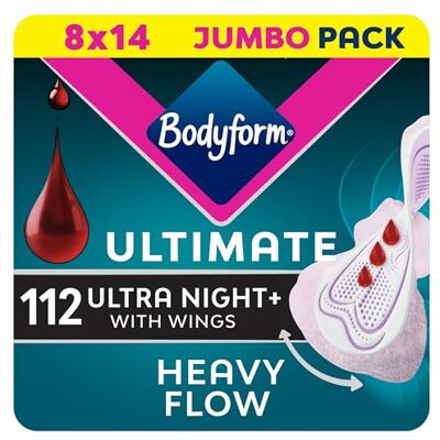 Bodyform Ultimate Ultra Night Sanitary Towels Wings 112 (8x14 Packs) Bodyform Ultimate Ultra Night Sanitary Towels Wings 112 (8x14 Packs)