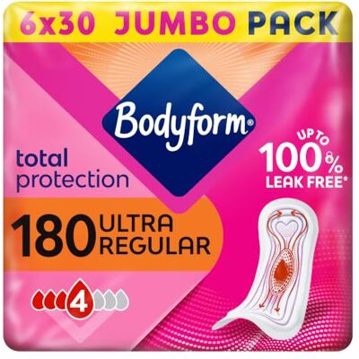 Bodyform Ultra Normal Sanitary Towels, 180 (30 X 6 Packs) Period Pads Bodyform Ultra Normal Sanitary Towels, 180 (30 X 6 Packs) Period Pads