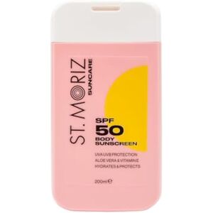 ST. MORIZ St Moriz Suncare SPF 50 Body Sunscreen UVA & UVB Protection SPF 50 Daily Use Moisturising Sunscreen Body Lotion with Aloe Vera & Vitamin E Dermatologically Tested Vegan Cruelty Free 200ml ST. MORIZ St Moriz Suncare SPF 50 Body Sunscreen UVA & UVB Protection SPF 50 Daily Use Moisturising Sunscreen Body Lotion with Aloe Vera & Vitamin E Dermatologically Tested Vegan Cruelty Free 200ml