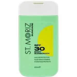 ST. MORIZ St Moriz Suncare SPF 30 Body Sunscreen UVA & UVB Protection SPF 30 Daily Use Moisturising Sunscreen Body Lotion with Aloe Vera & Vitamin E Dermatologically Tested Vegan Cruelty Free 200ml ST. MORIZ St Moriz Suncare SPF 30 Body Sunscreen UVA & UVB Protection SPF 30 Daily Use Moisturising Sunscreen Body Lotion with Aloe Vera & Vitamin E Dermatologically Tested Vegan Cruelty Free 200ml