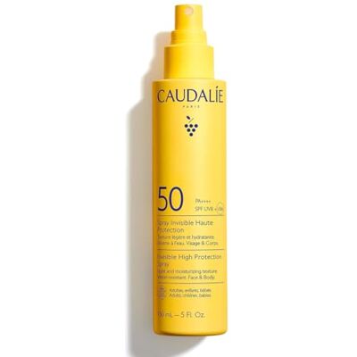 Caudalie Invisible High Protection Spray SPF50, Face Body Sunscreen, 150ml SPF50 & PA++++ UVA/UVB protection, for face and body, invisible dry finish, water-resistant, non-greasy, vegan Caudalie Invisible High Protection Spray SPF50, Face Body Sunscreen, 150ml SPF50 & PA++++ UVA/UVB protection, for face and body, invisible dry finish, water-resistant, non-greasy, vegan