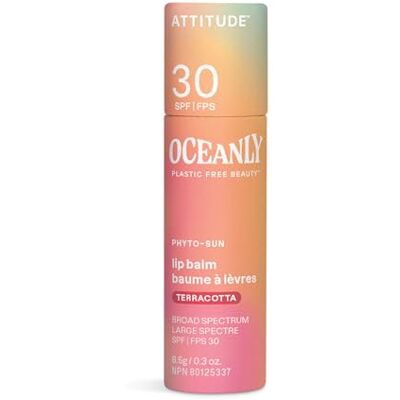 BIO SPECTRA ATTITUDE ATTITUDE Oceanly Tinted Lip Balm with SPF 30, EWG Verified, Plastic-Free, Broad Spectrum UVA/UVB Protection with Zinc Oxide, Vegan, Unscented, Terracotta, 8.5 grams BIO SPECTRA ATTITUDE ATTITUDE Oceanly Tinted Lip Balm with SPF 30, EWG Verified, Plastic-Free, Broad Spectrum UVA/UVB Protection with Zinc Oxide, Vegan, Unscented, Terracotta, 8.5 grams