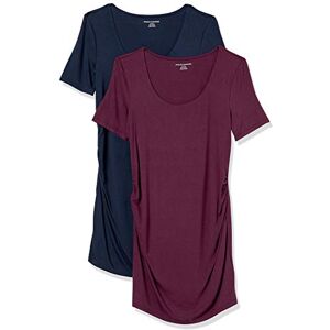 Amazon Essentials Women's Maternity Short-Sleeve Rouched Scoopneck T-Shirt, Pack of 2, Burgundy/Navy, XXL Amazon Essentials Women's Maternity Short-Sleeve Rouched Scoopneck T-Shirt, Pack of 2, Burgundy/Navy, XXL