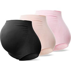 SUNNYBUY Women's Maternity High Waist Underwear Pregnancy Seamless Soft Hipster Panties Over Bump, Blackskinpink 3-pk, XXL SUNNYBUY Women's Maternity High Waist Underwear Pregnancy Seamless Soft Hipster Panties Over Bump, Blackskinpink 3-pk, XXL