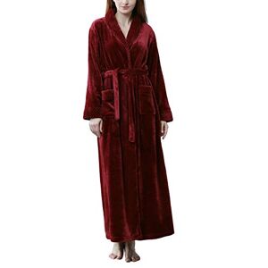 Women Towelling Bathrobe Snuggle Fleece Maternity Nightdress Pyjamas Red X-Large