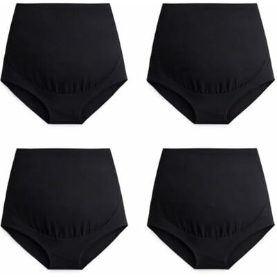 Mama Cotton Women's Over The Bump Maternity Panties High Waist Full Coverage Pregnancy Underwear (Color-All Black 4 Pack, Size-3XL) Mama Cotton Women's Over The Bump Maternity Panties High Waist Full Coverage Pregnancy Underwear (Color-All Black 4 Pack, Size-3XL)