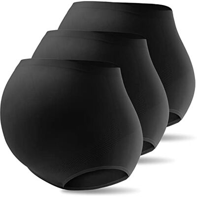 Mama Cotton Women's Over Bump Maternity Knicker High Waist Seamless Pregnancy Briefs Panties (Black-C 3 Pack, Size-XXL) Mama Cotton Women's Over Bump Maternity Knicker High Waist Seamless Pregnancy Briefs Panties (Black-C 3 Pack, Size-XXL)