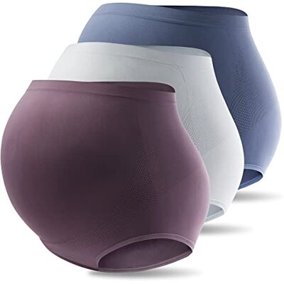 Mama Cotton Women's Over Bump Maternity Underwear High Waist Seamless Pregnancy Briefs Panties Multi-Pack (Multicolor-B 3 Pack, Size L) Mama Cotton Women's Over Bump Maternity Underwear High Waist Seamless Pregnancy Briefs Panties Multi-Pack (Multicolor-B 3 Pack, Size L)
