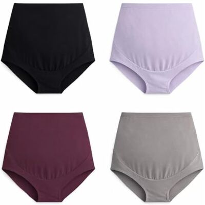 Mama Cotton Women's High Waist Maternity Underwear Over The Bump Maternity Panties 4 Pack (XXX-Large, Multi-B) Mama Cotton Women's High Waist Maternity Underwear Over The Bump Maternity Panties 4 Pack (XXX-Large, Multi-B)