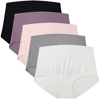 Mama Cotton Women's Over The Bump Maternity Panties High Waist Full Coverage Pregnancy Underwear (Color-Multicolor-B 5 Pack, Size-4XL) Mama Cotton Women's Over The Bump Maternity Panties High Waist Full Coverage Pregnancy Underwear (Color-Multicolor-B 5 Pack, Size-4XL)