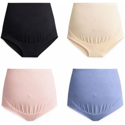 Mama Cotton Women's High Waist Maternity Underwear Over The Bump Maternity Panties 4 Pack (XXX-Large, Multi-C) Mama Cotton Women's High Waist Maternity Underwear Over The Bump Maternity Panties 4 Pack (XXX-Large, Multi-C)