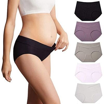 Mama Cotton Women Under the Bump Maternity Panties Breathable Knickers Ladies Pregnancy Postpartum Underwear (Color-Multicolor-B 5 Pack, Size-L) Mama Cotton Women Under the Bump Maternity Panties Breathable Knickers Ladies Pregnancy Postpartum Underwear (Color-Multicolor-B 5 Pack, Size-L)