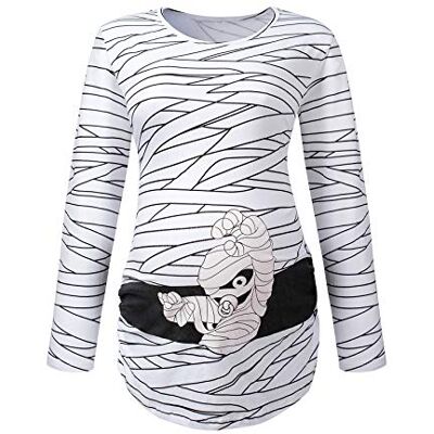 PROMOTED TO BIG SISTER Women's Maternity Funny Xray Halloween Skeleton Costume Pregnancy Cute Long Sleeve Pregnant T Shirts, Stripe, XL PROMOTED TO BIG SISTER Women's Maternity Funny Xray Halloween Skeleton Costume Pregnancy Cute Long Sleeve Pregnant T Shirts, Stripe, XL