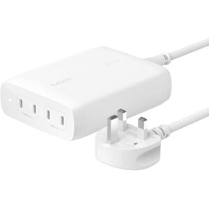 Belkin BoostCharge Pro 4-Port USB-C GaN Wall Charger, 200W Multi-Port Charger w/USB-C PD 3.1 Fast Charge + 5ft Power Cord for MacBook Pro, iPhone 17, Air, iPad, Galaxy S25, Pixel 10, Laptop White Belkin BoostCharge Pro 4-Port USB-C GaN Wall Charger, 200W Multi-Port Charger w/USB-C PD 3.1 Fast Charge + 5ft Power Cord for MacBook Pro, iPhone 17, Air, iPad, Galaxy S25, Pixel 10, Laptop White