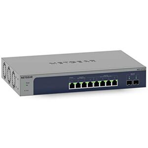 Netgear 8 Port 10GB Switch (MS510TXM) Smart Managed Multi-Gigabit Switch 2x 10Gigabit SFP+ Ports Desktop or Rackmount, and ProSAFE Lifetime Protection Netgear 8 Port 10GB Switch (MS510TXM) Smart Managed Multi-Gigabit Switch 2x 10Gigabit SFP+ Ports Desktop or Rackmount, and ProSAFE Lifetime Protection