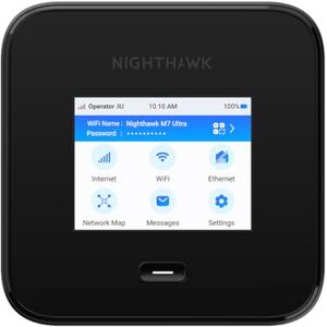 Netgear Nighthawk M7 Pro Mobile Hotspot Router 5G, Unlocked, International Roaming 125 Countries, WiFi 7, Portable Device for Travel, 13 Hour Battery Life (MR7450) Netgear Nighthawk M7 Pro Mobile Hotspot Router 5G, Unlocked, International Roaming 125 Countries, WiFi 7, Portable Device for Travel, 13 Hour Battery Life (MR7450)