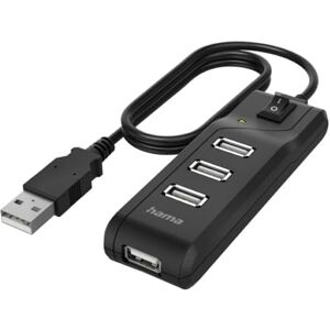 Hama USB Hub 4 Ports with Switch (High-Speed Data Transfer, 4x USB-A for Mouse, USB Stick, etc., 1.8 m Long Cable, Multiport Adapter, USB Adapter 4-in-1 for Office, Home Office and Travel) Hama USB Hub 4 Ports with Switch (High-Speed Data Transfer, 4x USB-A for Mouse, USB Stick, etc., 1.8 m Long Cable, Multiport Adapter, USB Adapter 4-in-1 for Office, Home Office and Travel)