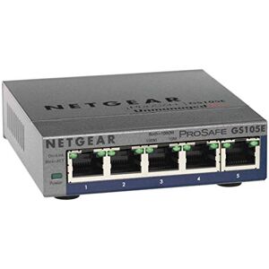 Netgear 5 Port Gigabit Ethernet Managed Network Switch (GS105E) Ethernet Splitter Ethernet Hub Plug-and-Play Silent Operation Desktop or Wall Mount Netgear 5 Port Gigabit Ethernet Managed Network Switch (GS105E) Ethernet Splitter Ethernet Hub Plug-and-Play Silent Operation Desktop or Wall Mount