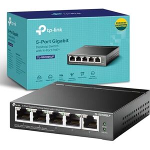 TP-LINK TL-SG1005LP 5 Port Gigabit PoE Switch, 4× Gigabit PoE+ Ports, 802.3af/at 30W, 40W Total Budget, Network switch, Power Saving, Plug & Play, Metal Case, Ethernet Switch, Ethernet Splitter TP-LINK TL-SG1005LP 5 Port Gigabit PoE Switch, 4× Gigabit PoE+ Ports, 802.3af/at 30W, 40W Total Budget, Network switch, Power Saving, Plug & Play, Metal Case, Ethernet Switch, Ethernet Splitter