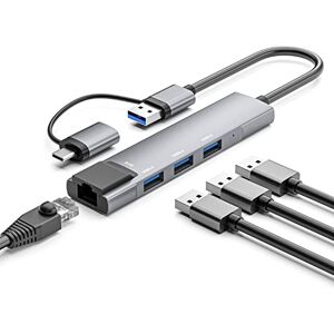 Tec-Digi USB C to Ethernet Adapter,USB C Hub with RJ45 Gigabit & 3 USB 3.0 Ports,Thunderbolt 3 Multiport Adapter Hub 4 in 1 for MacBook Pro/Air,iPad Pro,iMac,Dell XPS,Surface Pro,Chromebook,silver Tec-Digi USB C to Ethernet Adapter,USB C Hub with RJ45 Gigabit & 3 USB 3.0 Ports,Thunderbolt 3 Multiport Adapter Hub 4 in 1 for MacBook Pro/Air,iPad Pro,iMac,Dell XPS,Surface Pro,Chromebook,silver