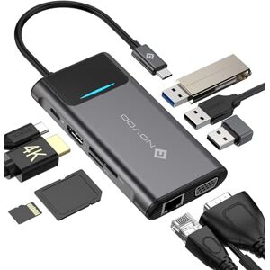 NOVOO 9 in 1 USB C HUB, USB C Adapter with RJ45 Gigabit Ethernet, 4K HDMI, VGA, 100W PD, SD/TF Card Reader, 3 USB 3.0 Ports, USB C Docking Station for Laptops NOVOO 9 in 1 USB C HUB, USB C Adapter with RJ45 Gigabit Ethernet, 4K HDMI, VGA, 100W PD, SD/TF Card Reader, 3 USB 3.0 Ports, USB C Docking Station for Laptops