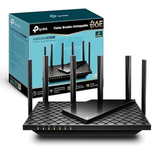 TP-LINK Archer AXE75 AXE5400Mbps WiFi 6E Router Tri-Band, Gigabit Ethernet Ports, USB 3.0, WiFi Booster, 512MB RAM, OneMesh, WPA3, Ideal for Gaming, HomeShield, Compatible with Alexa TP-LINK Archer AXE75 AXE5400Mbps WiFi 6E Router Tri-Band, Gigabit Ethernet Ports, USB 3.0, WiFi Booster, 512MB RAM, OneMesh, WPA3, Ideal for Gaming, HomeShield, Compatible with Alexa
