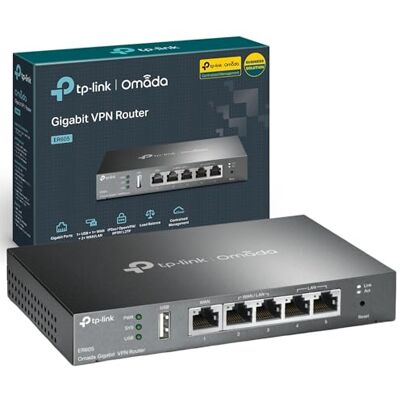 TP-LINK ER605 Gigabit VPN Router, Business Multi-WAN Wired Router, 5x Gigabit Ports, Secure VPN, Omada SDN Cloud Management Gateway, Supports IPsec/PPTP/L2TP, Up to 20 Ipsec VPN Tunnels TP-LINK ER605 Gigabit VPN Router, Business Multi-WAN Wired Router, 5x Gigabit Ports, Secure VPN, Omada SDN Cloud Management Gateway, Supports IPsec/PPTP/L2TP, Up to 20 Ipsec VPN Tunnels