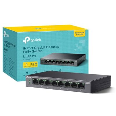 TP-LINK LS108GP 8-Port Full Gigabit PoE+ Switch, Network Switch TP-LINK LS108GP 8-Port Full Gigabit PoE+ Switch, Network Switch