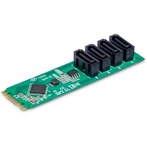 StarTech .com 4-Port M.2 to SATA Adapter Card, M.2 PCIe 3.0 to SATA HDD/SSD Expansion Card for Windows/macOS/Linux StarTech .com 4-Port M.2 to SATA Adapter Card, M.2 PCIe 3.0 to SATA HDD/SSD Expansion Card for Windows/macOS/Linux
