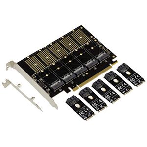 KALEA-INFORMATIQUE PCIe 3.1 x16 controller card for 5 M2 SSDs (M.2 NGFF B Key or B+M Key SATA) or SATA hard drives. High Low Profile with JMB585 Chipset KALEA-INFORMATIQUE PCIe 3.1 x16 controller card for 5 M2 SSDs (M.2 NGFF B Key or B+M Key SATA) or SATA hard drives. High Low Profile with JMB585 Chipset