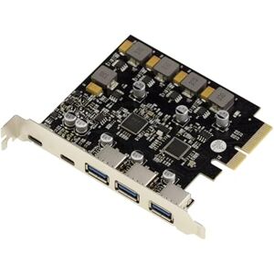 KALEA-INFORMATIQUE PCIe Controller Card 5 Ports USB 3.1 10G 3 Ports Type A and 2 Ports Type C Self-Powered High Power Chipset Via VL820 and ASM3142 KALEA-INFORMATIQUE PCIe Controller Card 5 Ports USB 3.1 10G 3 Ports Type A and 2 Ports Type C Self-Powered High Power Chipset Via VL820 and ASM3142