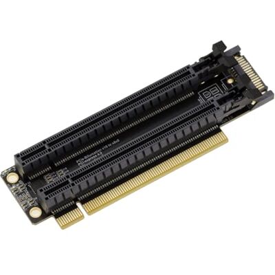 KALEA-INFORMATIQUE PCIe Gen 4.0 x16 to 2 Port x8 Bifurcation Riser Adapter 90° Orientation 32GB/s Gen4 KALEA-INFORMATIQUE PCIe Gen 4.0 x16 to 2 Port x8 Bifurcation Riser Adapter 90° Orientation 32GB/s Gen4