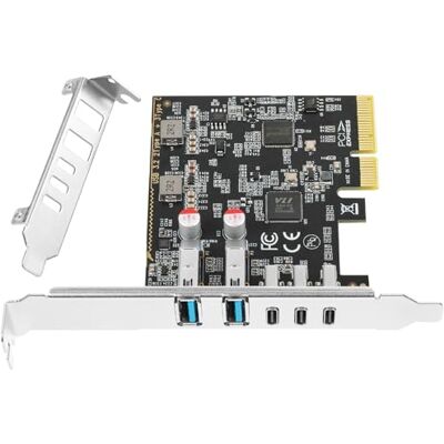 Jorkar PCIe to USB C 3.2 Gen 2 Expansion Card, 5 Ports (3x USB-C, 2x USB-A), 10Gbps Internal USB Hub PCI-E Adapter Host Controller for PC Jorkar PCIe to USB C 3.2 Gen 2 Expansion Card, 5 Ports (3x USB-C, 2x USB-A), 10Gbps Internal USB Hub PCI-E Adapter Host Controller for PC