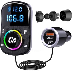 GizmoVine FM Transmitter, Hands Free Car Phone Kit Bluetooth, Support QC3.0 & PD Fast Charger/Ambient Light/Self-Adhesive Base and Clip with 1.1 Cable, BT/TF Card 2 in 1 Music Player GizmoVine FM Transmitter, Hands Free Car Phone Kit Bluetooth, Support QC3.0 & PD Fast Charger/Ambient Light/Self-Adhesive Base and Clip with 1.1 Cable, BT/TF Card 2 in 1 Music Player